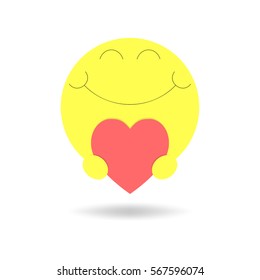 Emoji. Smile icon with red heart. Isolated vector illustration on white background.