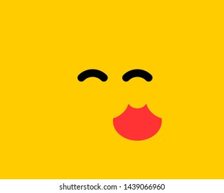 Emoji smile icon vector symbol on yellow background. Smiley face cartoon character wallpaper.