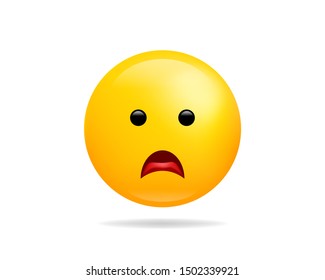 Emoji smile icon vector symbol. Frowning face yellow cartoon character.