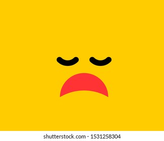 Emoji smile icon vector symbol on yellow background. face cartoon character wallpaper.