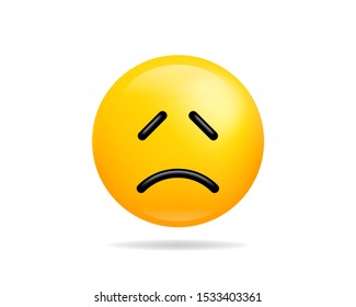 Emoji smile icon vector symbol. Sad face yellow cartoon character.