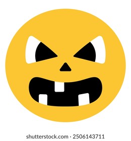 Emoji with a smile. Laughing facial expression. Yellow round. Color vector illustration. Isolated background. Cartoon style. Cute grimace. A funny look. Idea for web design.
