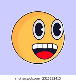 Emoji Smile sticker hand drawn coloring vector
