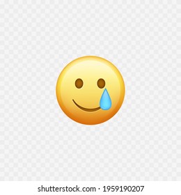 Emoji smile and tears. Happy Smiling face. Tears. Isolated. Vector