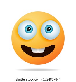 Emoji smile - a yellow face with a wide smile mouth. the concept of emoticons. vector illustration
