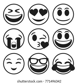 Emoji Smiley Face Vector Line Stroke Design Art Trendy Communication Chat Elements