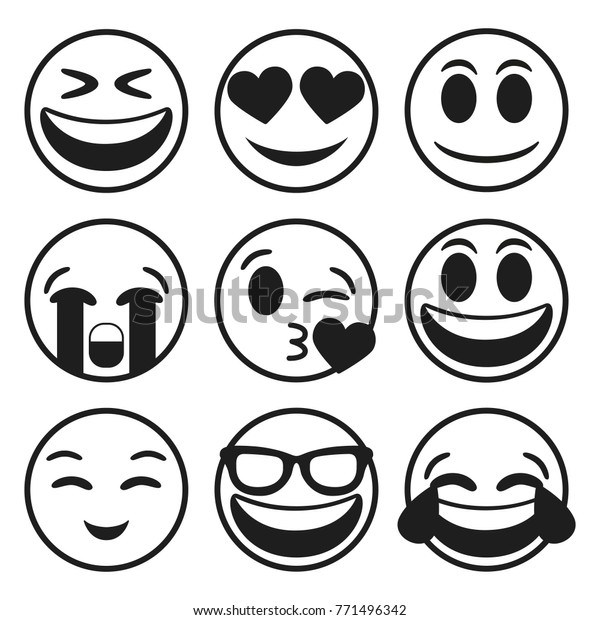 Emoji Smiley Face Vector Line Stroke 库存矢量图 免版税