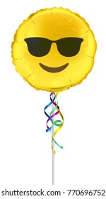 Emoji Smiling Face With Sunglasses On Foil Balloon