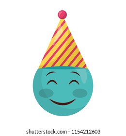 emoji smiling with hat party kawaii character icon
