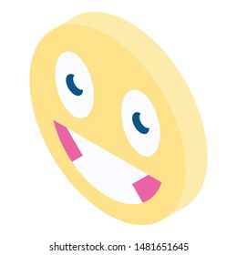 Emoji smiling icon. Isometric of emoji smiling vector icon for web design isolated on white background