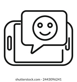 Emoji smiling level icon outline vector. Button rank user. Degree expression user