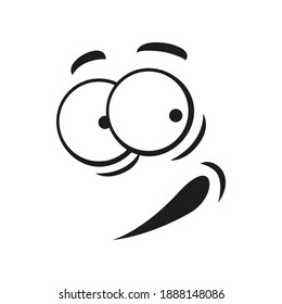 Emoji With Smirk Smile Isolated Line Art Smiley. Vector Grinning Smiley, Giggling Emoticon