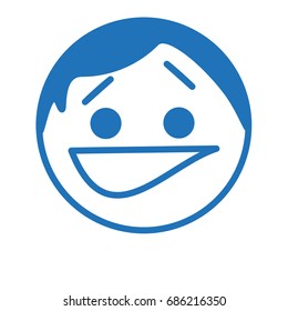 emoji with smirking biting lip expression, got caught emotion, simple hand drawn emoticon, simplistic facial expression, circle or ball shaped funny cartoon character vector drawing