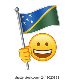 Emoji with Solomon Islands flag Large size of yellow emoji smile