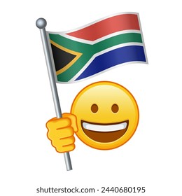 Emoji with South Africa flag Large size of yellow emoji smile