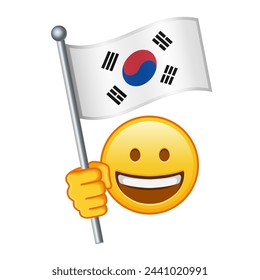 Emoji with South Korea flag Large size of yellow emoji smile