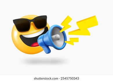 Emoji falando com o alto-falante. ilustração de vetor 3d