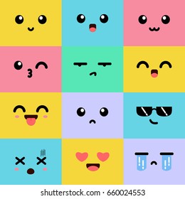 emoji square emoticon smile cute vector illustration