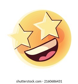 Emoji Star Eyes Icon Isolated