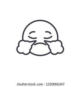 Emoji With Steam Emoji concept line editable vector, concept icon. Emoji With Steam Emoji concept linear emotion illustration