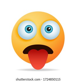 Emoji stick out tongue - yellow face with expression sticking out tongue. the concept of emoticons. vector illustration