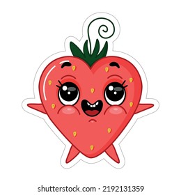 emoji sticker very happy smiling strawberry vector illustration