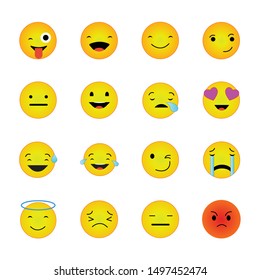 Emoji stickers showing various emotional symbols - vector illustration showing various emotional symbols