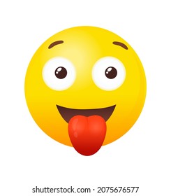 Emoji Stuck Out Tongue. Round fun character for chat, vector illustration isolated on white background