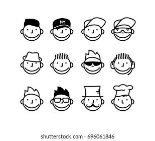 Emoji style characters set. Template for your design works. Vector illustration.