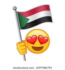 Emoji with Sudan flag Large size of yellow emoji smile