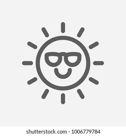 Emoji summer sun icon line symbol. Isolated vector illustration of smiling summer sign concept for your web site mobile app logo UI design.