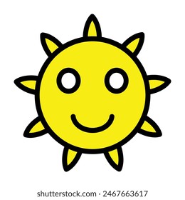 emoji sun flower Vector Line Filled Icon Design