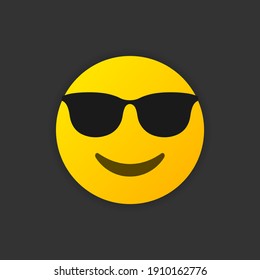 Emoji Sunglasses Smile. Like a boss emoticon symbol isolated on white background. Vector illustration EPS 10