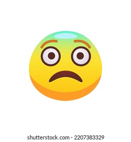 Emoji surprised face flat icon for web design. Cartoon yellow emotion circle icon smiling, laughing and crying isolated vector illustration