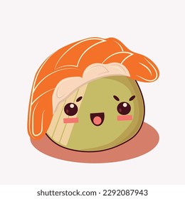 Emoji sushi characters. Cartoon japanese food. Vector set sushi cartoon characters. Funny characters sushi. Vector illustration isolated on white background