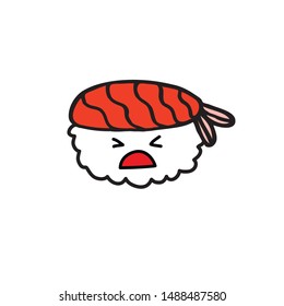 emoji sushi doodle icon, vector illustration