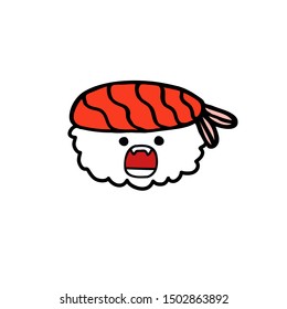 emoji sushi doodle icon, vector illustration