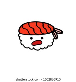 emoji sushi doodle icon, vector illustration