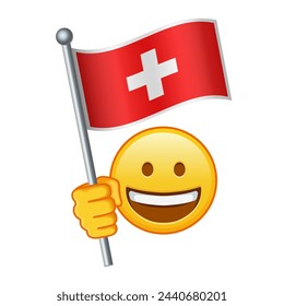 Emoji with Switzerland flag Large size of yellow emoji smile