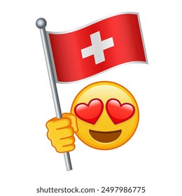 Emoji with Switzerland flag Large size of yellow emoji smile