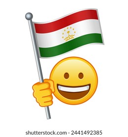 Emoji with Tajikistan flag Large size of yellow emoji smile