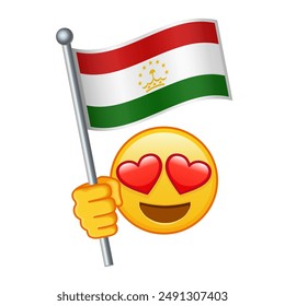 Emoji with Tajikistan flag Large size of yellow emoji smile