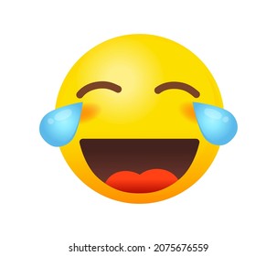 Emoji Tears of Joy. Sticker mood hahaha joke vector isolated on white background