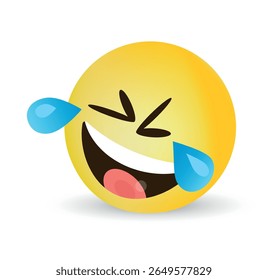 Emoji Lágrimas de alegria. Humor de adesivo. Rindo grande adesivo de emojis para redes sociais, aplicativos móveis.