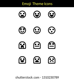 emoji theme icon with line style
