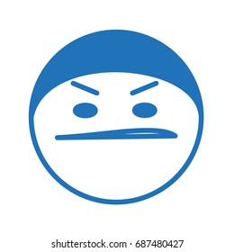 emoji of thug or ninja in disdain wearing a bandanna, emoticon with pirate or buccaneer showing his contempt, simplistic facial expression vector illustration, funny cartoon character, eps 10