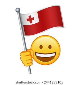 Emoji with Tonga flag Large size of yellow emoji smile
