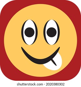 Emoji with tongue out, illustration, vector on a white background.