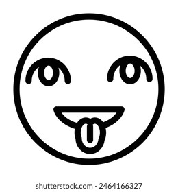 emoji Tongue Out Vector Line Icon Design