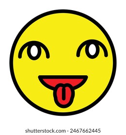 emoji Tongue Out Vector Line Filled Icon Design